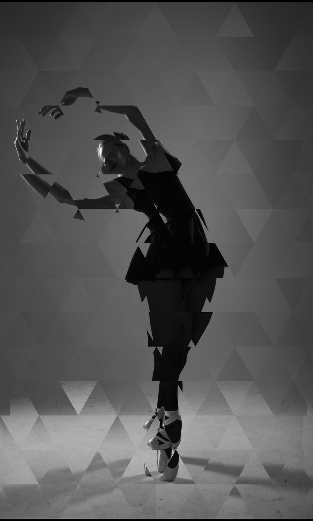 Ballet dancer broken into shattered shapes